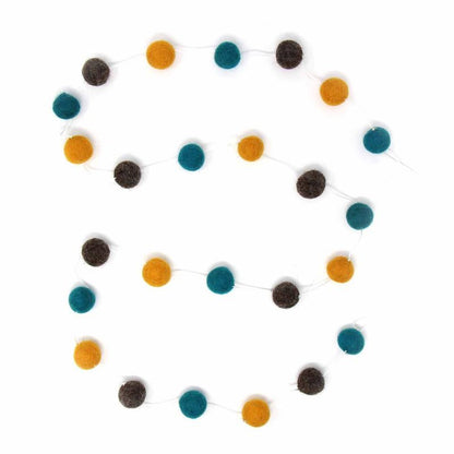 Hand Crafted Felt from Nepal: Pom Pom Garlands, Blue/Grey/Yellow    Home Decor Supply | Online Retail | ShoreShopper.com