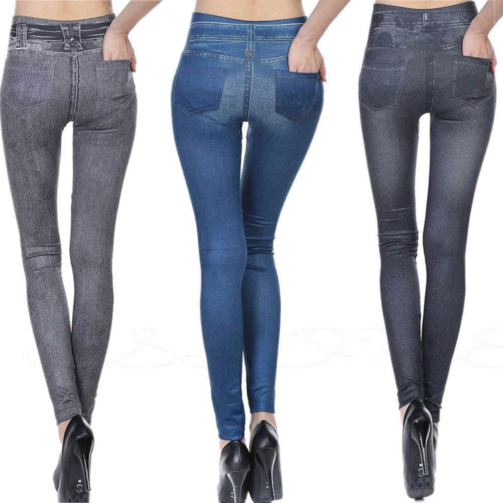 High-Waisted Denim Jeggings - Stretchy Pull-On Slim Fit Leggings - ShoreCo.Shop