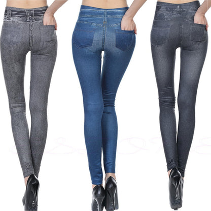 High-Waisted Denim Jeggings - Stretchy Pull-On Slim Fit Leggings - ShoreCo.Shop