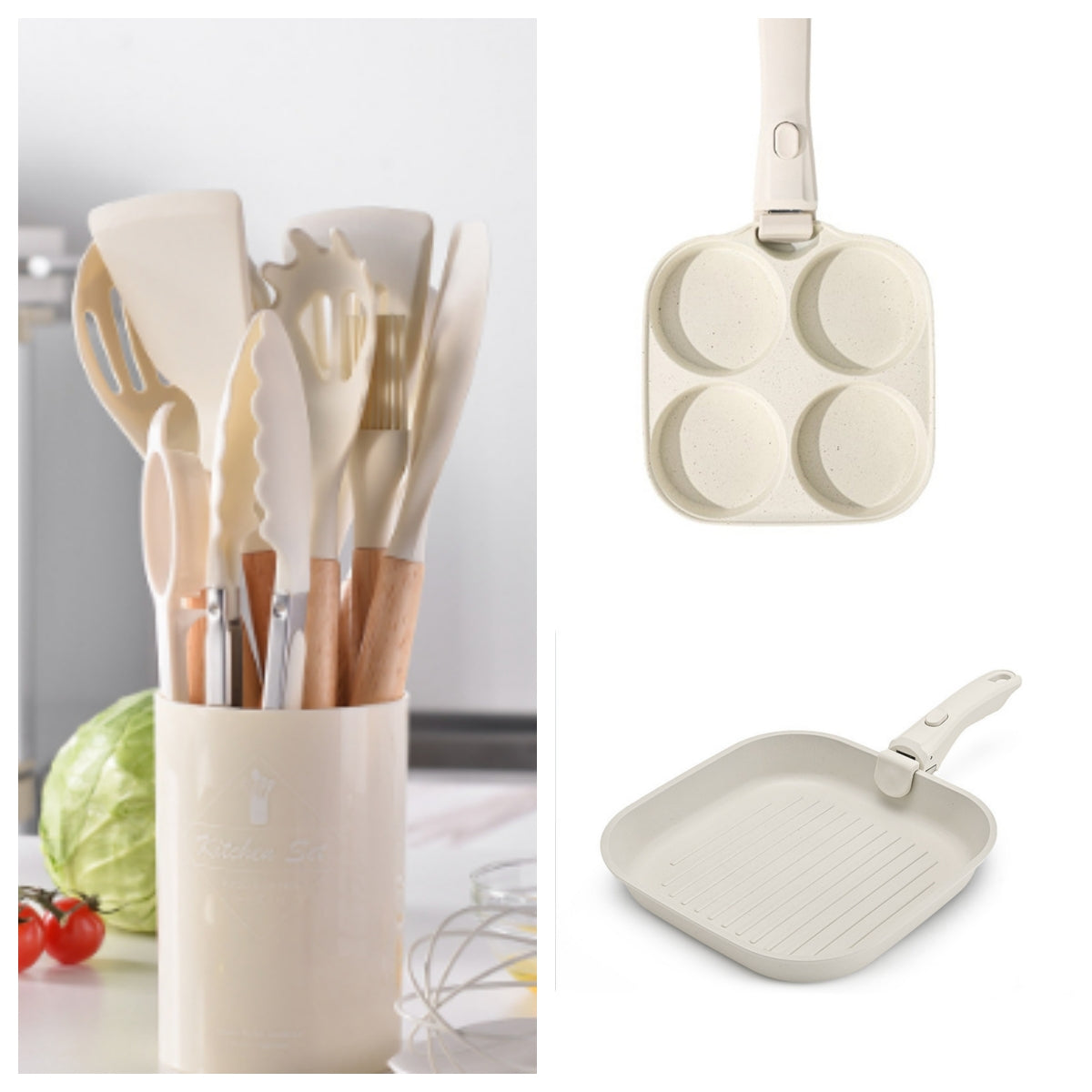 Silicone Kitchenware With Wooden Handle - ShoreCo.Shop