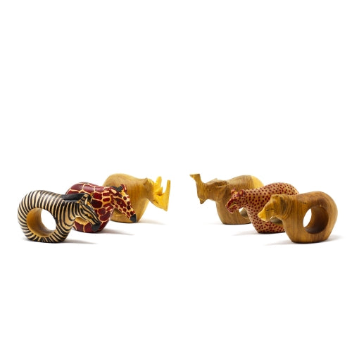 Set of Six Mahogany Wood Animal Napkin Rings - Jedando Handicrafts    Home Decor Supply | Online Retail | ShoreShopper.com