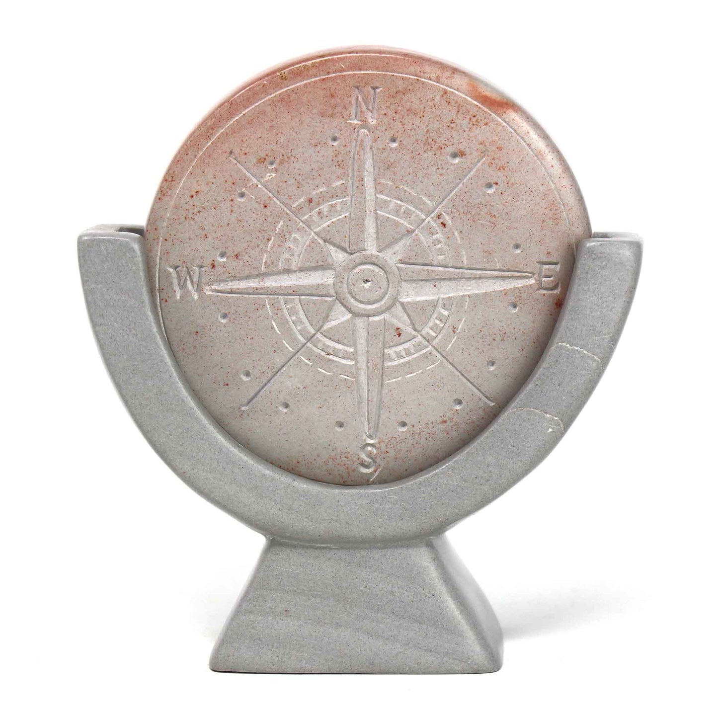 Compass Soapstone Sculpture, Light Gray Stone    Home Decor Supply | Online Retail | ShoreShopper.com