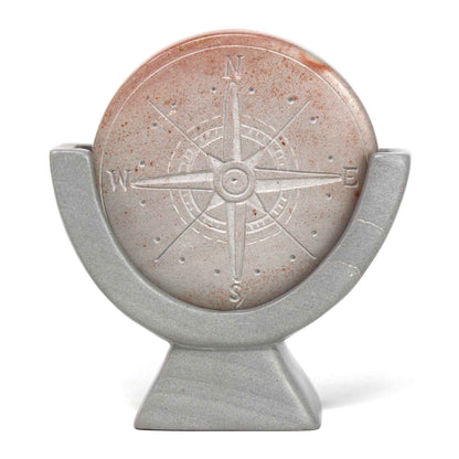 Compass Soapstone Sculpture, Light Gray Stone    Home Decor Supply | Online Retail | ShoreShopper.com