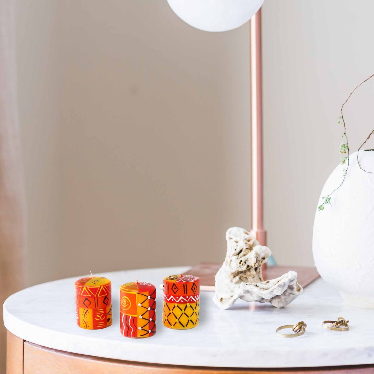 Set of Three Boxed Hand-Painted Candles - Zahabu Design - Nobunto    Home Decor Supply | Online Retail | ShoreShopper.com
