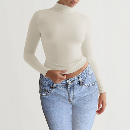 Y2K Slim Turtleneck T-shirt Fashion Casual Long-sleeved Pullover Tight Top Women's Clothing    Home Decor Supply | Online Retail | ShoreShopper.com