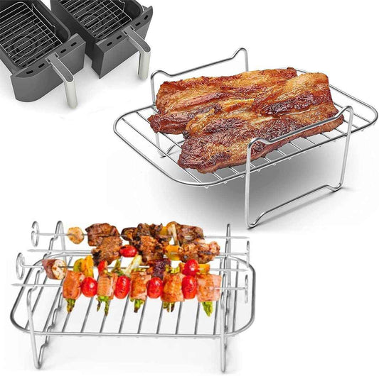 Rectangular Four-corner G-shaped BBQ Sticks Double Layer Stainless Steel Barbecue Grill Cross-border Foreign Trade