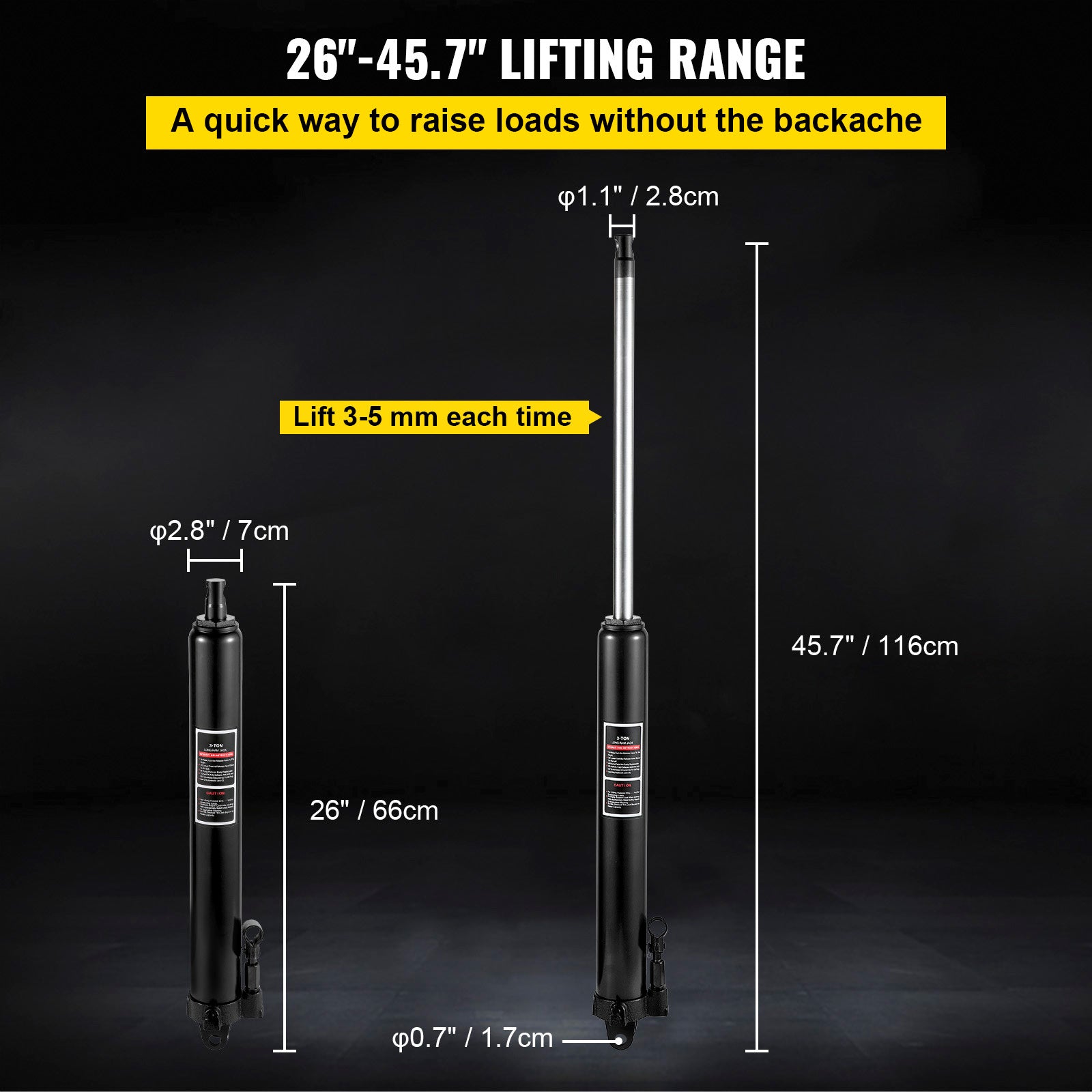 VEVOR Hydraulic Long Ram Jack, 3 Tons/6600 lbs Capacity, with Single Piston Pump and Clevis Base, Manual Cherry Picker with Handle, for Garage/Shop Cranes, Engine Lift Hoist, Black    Home Decor Supply | Online Retail | ShoreShopper.com
