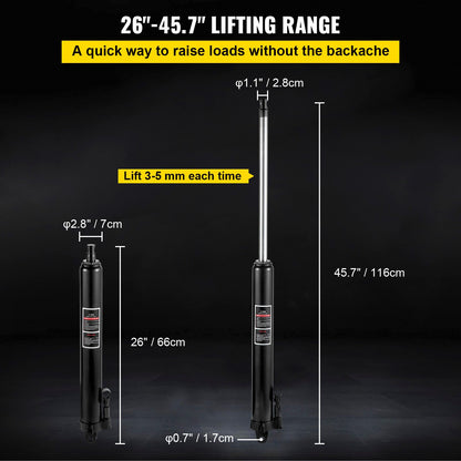 VEVOR Hydraulic Long Ram Jack, 3 Tons/6600 lbs Capacity, with Single Piston Pump and Clevis Base, Manual Cherry Picker with Handle, for Garage/Shop Cranes, Engine Lift Hoist, Black    Home Decor Supply | Online Retail | ShoreShopper.com