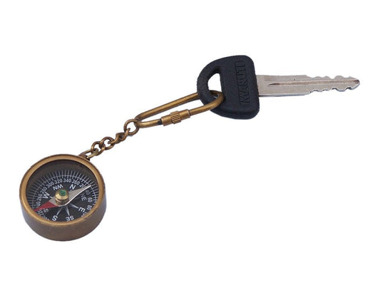 Antique Brass Compass Key Chain 5""    Home Decor Supply | Online Retail | ShoreShopper.com