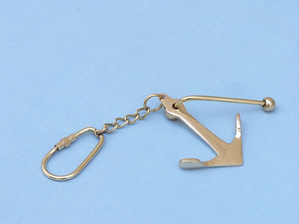 Solid Brass Admiralty Pattern Anchor w/Stock Key Chain 6""    Home Decor Supply | Online Retail | ShoreShopper.com