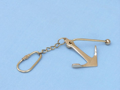 Solid Brass Admiralty Pattern Anchor w/Stock Key Chain 6""    Home Decor Supply | Online Retail | ShoreShopper.com