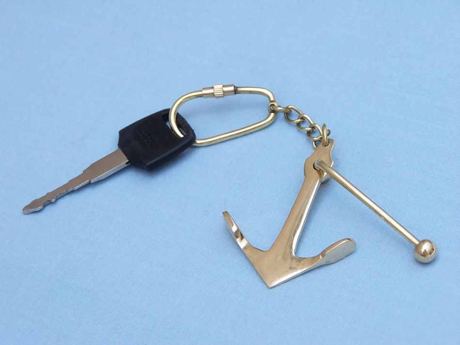Solid Brass Admiralty Pattern Anchor w/Stock Key Chain 6""    Home Decor Supply | Online Retail | ShoreShopper.com