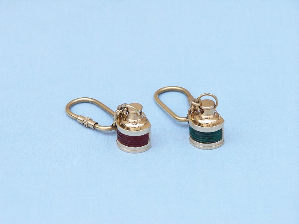 Solid Brass Green Ship Oil Lamp Key Chain 4""    Home Decor Supply | Online Retail | ShoreShopper.com