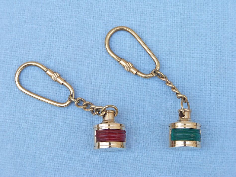Solid Brass Green Ship Oil Lamp Key Chain 4""    Home Decor Supply | Online Retail | ShoreShopper.com