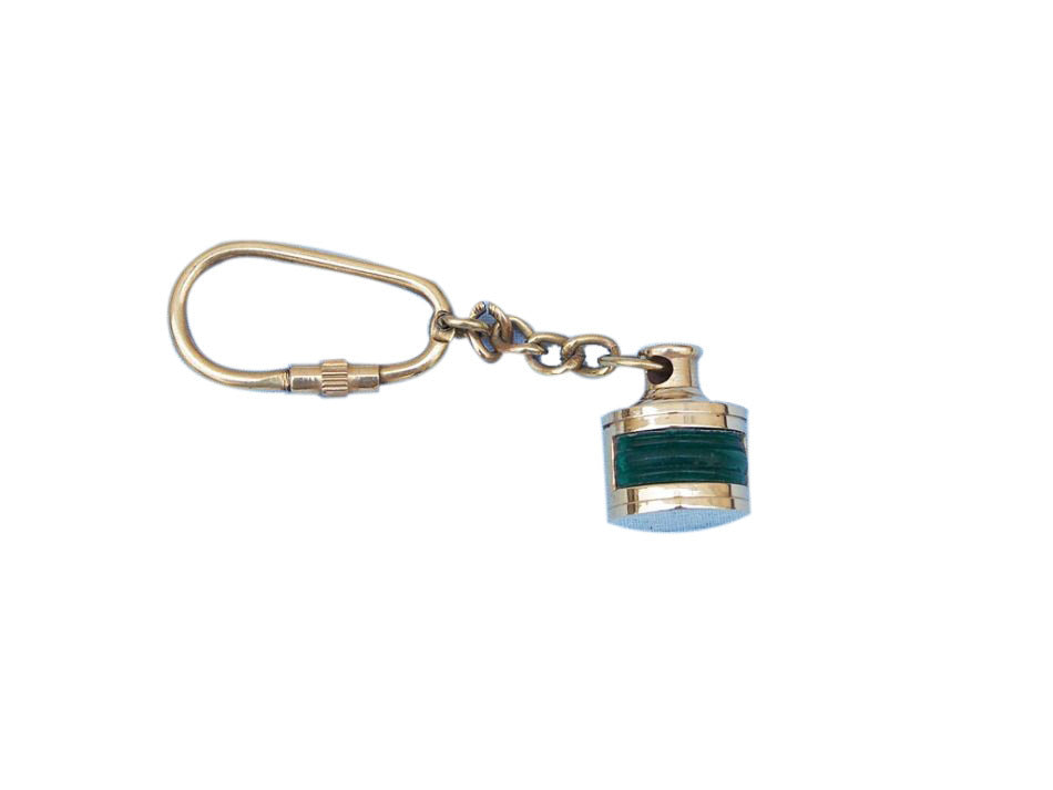Solid Brass Green Ship Oil Lamp Key Chain 4""    Home Decor Supply | Online Retail | ShoreShopper.com