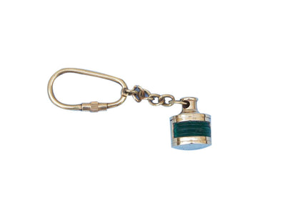 Solid Brass Green Ship Oil Lamp Key Chain 4""    Home Decor Supply | Online Retail | ShoreShopper.com