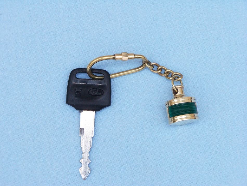 Solid Brass Green Ship Oil Lamp Key Chain 4""    Home Decor Supply | Online Retail | ShoreShopper.com