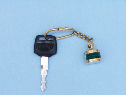 Solid Brass Green Ship Oil Lamp Key Chain 4""    Home Decor Supply | Online Retail | ShoreShopper.com