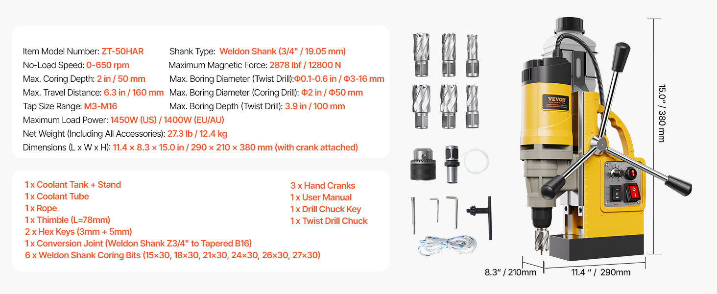 SucceBuy Magnetic Drill Boring Diameter Portable Electric Mag Drill Press Drilling Machine Metal Surface Industrial Improvement - ShoreCo.Shop