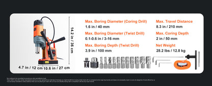 SucceBuy 1300W 1400W 2" Electric Drilling Machine Magnetic Drill Press Boring Diameter Power Drill 810 PRM Drill    Home Decor Supply | Online Retail | ShoreShopper.com