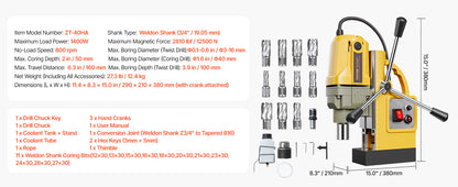 SucceBuy Magnetic Drill Boring Diameter Portable Electric Mag Drill Press Drilling Machine Metal Surface Industrial Improvement - ShoreCo.Shop