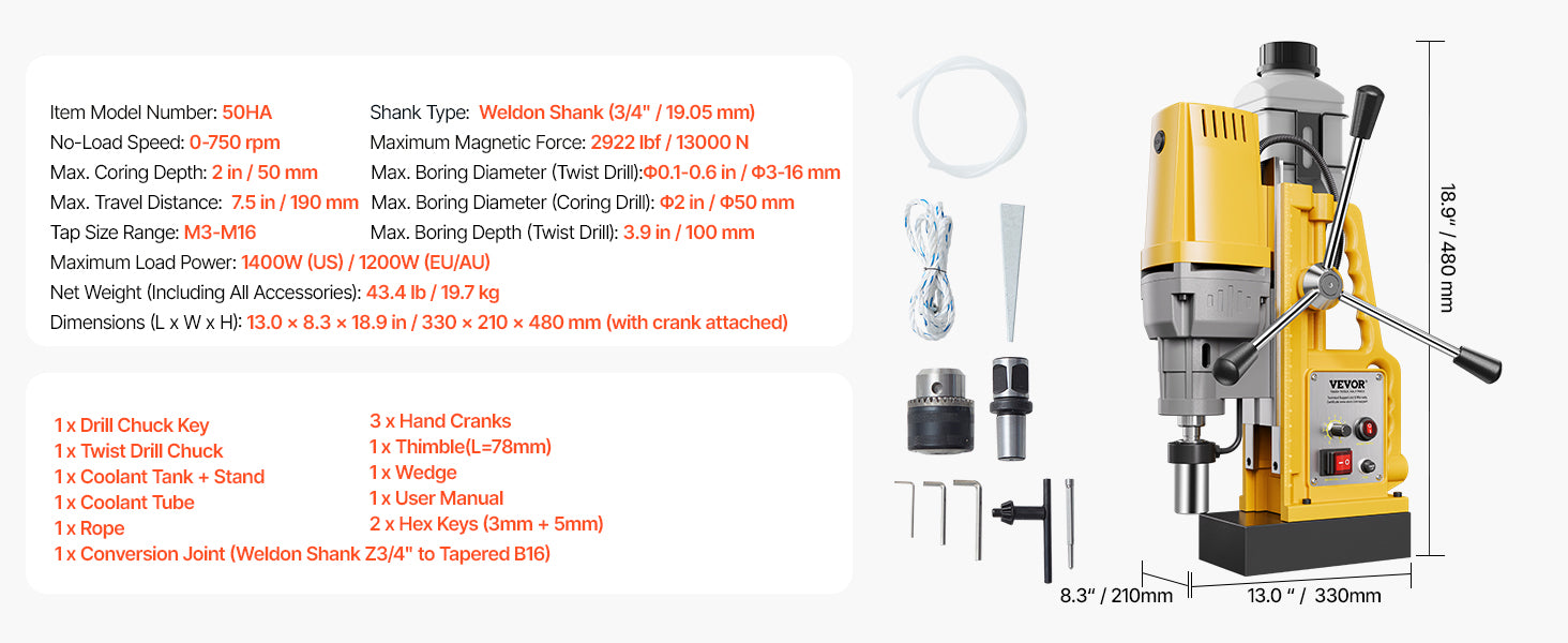 SucceBuy Magnetic Drill Boring Diameter Portable Electric Mag Drill Press Drilling Machine Metal Surface Industrial Improvement - ShoreCo.Shop