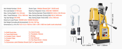 SucceBuy Magnetic Drill Boring Diameter Portable Electric Mag Drill Press Drilling Machine Metal Surface Industrial Improvement - ShoreCo.Shop