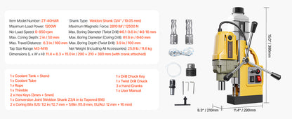 SucceBuy Magnetic Drill Boring Diameter Portable Electric Mag Drill Press Drilling Machine Metal Surface Industrial Improvement - ShoreCo.Shop