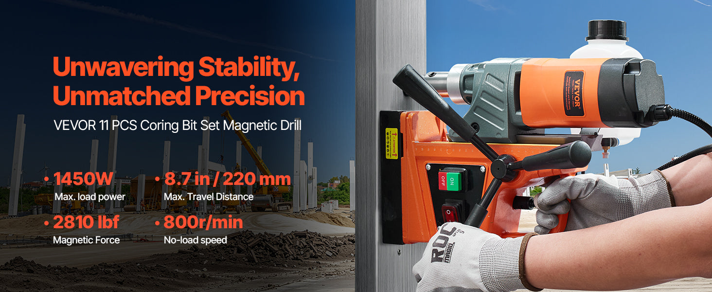 SucceBuy 11PCs Magnetic Drill Motor 1.6 in 1450W Boring Diameter 850RPM Speed 2810 lbf Portable Electric Mag Drill Press    Home Decor Supply | Online Retail | ShoreShopper.com