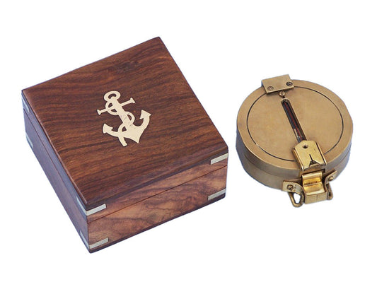 Antique Brass Clinometer Compass with Rosewood Box 4""    Home Decor Supply | Online Retail | ShoreShopper.com