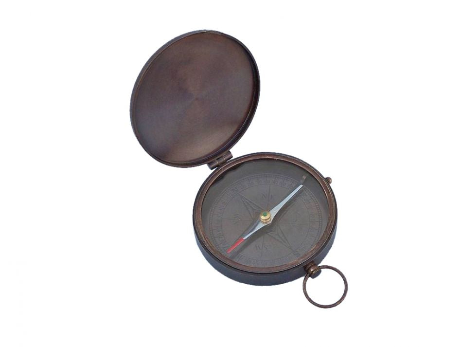 Bronzed Gentlemen's Compass With Rosewood Box 4""    Home Decor Supply | Online Retail | ShoreShopper.com