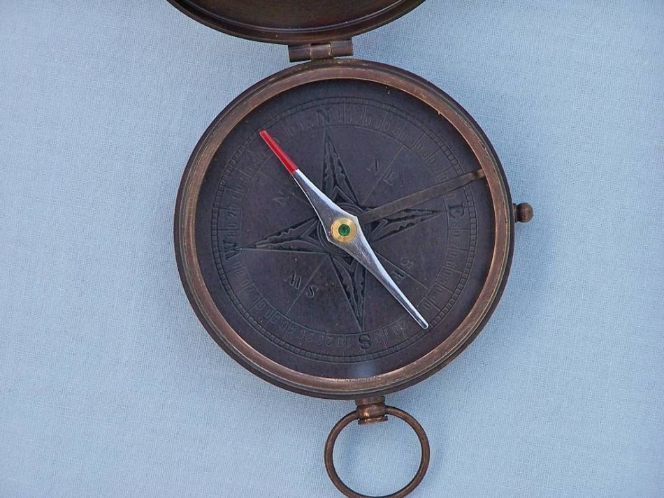 Bronzed Gentlemen's Compass With Rosewood Box 4""    Home Decor Supply | Online Retail | ShoreShopper.com
