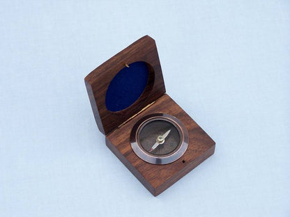 Antique Copper Desk Compass with Rosewood Box 3""    Home Decor Supply | Online Retail | ShoreShopper.com