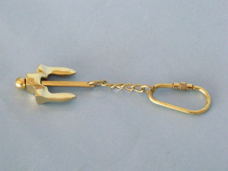 Solid Brass Navy Stockless Anchor Key Chain 5""    Home Decor Supply | Online Retail | ShoreShopper.com