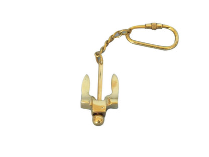 Solid Brass Navy Stockless Anchor Key Chain 5""    Home Decor Supply | Online Retail | ShoreShopper.com