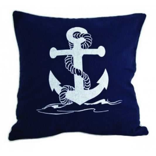 Navy Blue and White Anchor Pillow 15""    Home Decor Supply | Online Retail | ShoreShopper.com