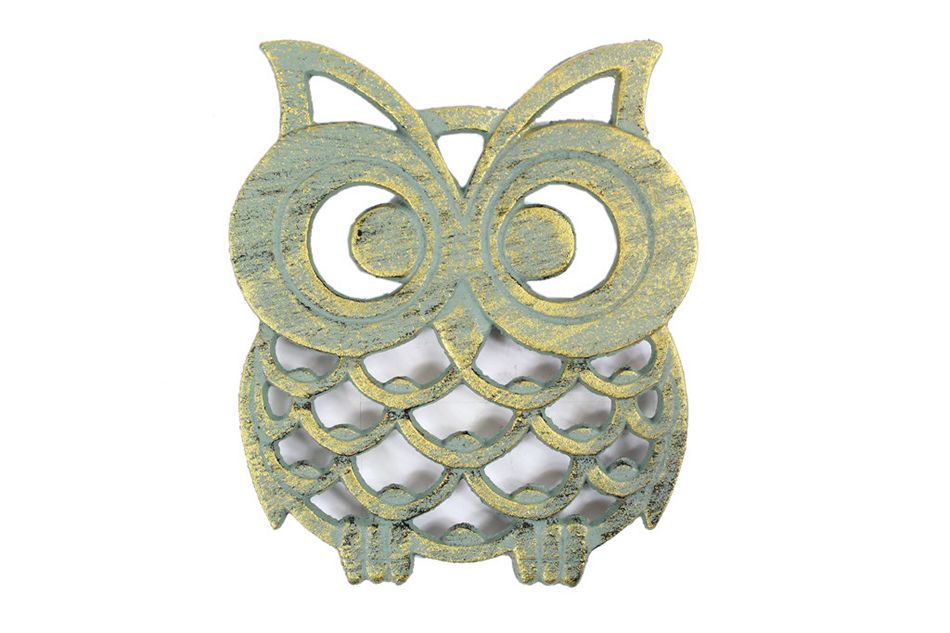 Antique Seaworn Bronze Cast Iron Owl Trivet 8""    Home Decor Supply | Online Retail | ShoreShopper.com