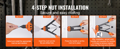 SucceBuy 14" 16" Rivet Nut Tool Rivnut Tool Kit with Metric and SAE Mandrels 70PCS/186PCS Rivet Nuts With Rugged Carrying Case    Home Decor Supply | Online Retail | ShoreShopper.com