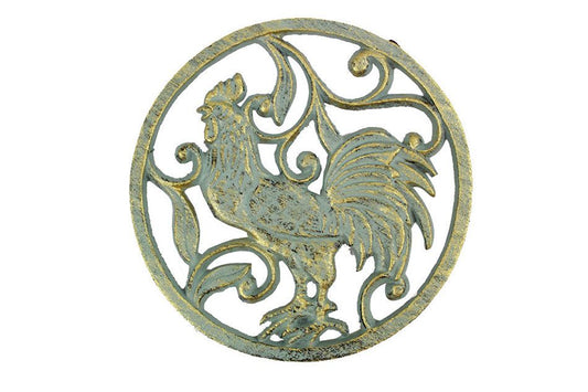 Antique Seaworn Bronze Cast Iron Rooster Trivet 8""    Home Decor Supply | Online Retail | ShoreShopper.com