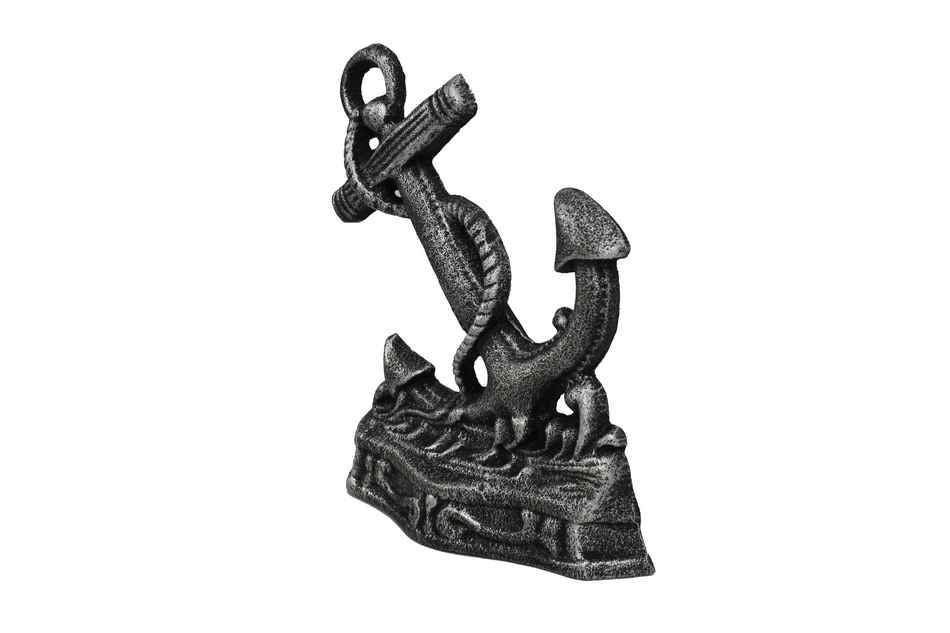 Antique Silver Cast Iron Anchor Door Stopper 8""    Home Decor Supply | Online Retail | ShoreShopper.com