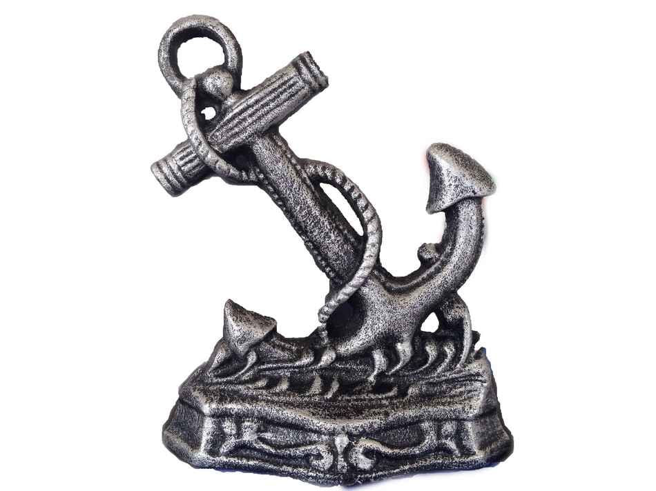 Antique Silver Cast Iron Anchor Door Stopper 8""    Home Decor Supply | Online Retail | ShoreShopper.com