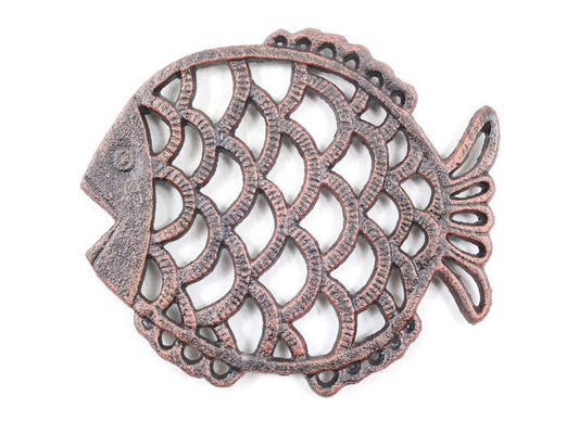 Rustic Copper Cast Iron Big Fish Trivet 8""    Home Decor Supply | Online Retail | ShoreShopper.com