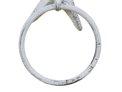 Rustic Whitewashed Cast Iron Starfish Towel Holder 8.5""    Home Decor Supply | Online Retail | ShoreShopper.com