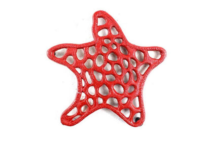 Rustic Red Cast Iron Starfish Trivet 7""    Home Decor Supply | Online Retail | ShoreShopper.com