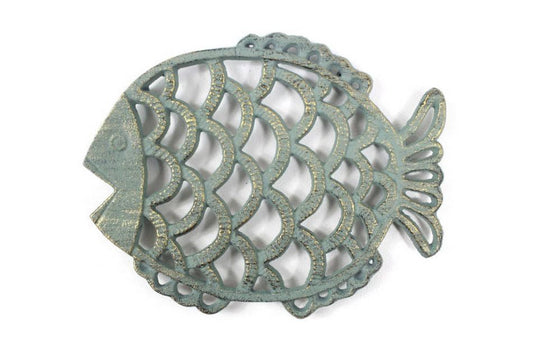 Antique Seaworn Bronze Cast Iron Big Fish Trivet 8""    Home Decor Supply | Online Retail | ShoreShopper.com