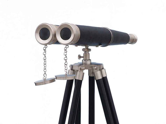 Floor Standing Admiral's Brushed Nickel with Leather Binoculars 62""    Home Decor Supply | Online Retail | ShoreShopper.com
