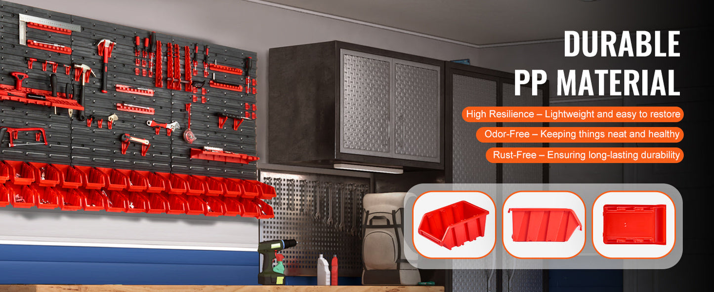 SucceBuy 30Bin Wall Mounted Storage Bins Parts Rack Organizer Garage with Wall Panels Hooks Plastic Shop Tool for Screw Nails    Home Decor Supply | Online Retail | ShoreShopper.com