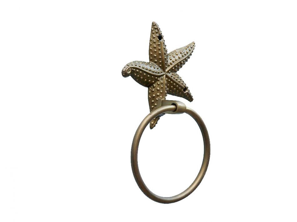 Antique Brass Starfish Towel Holder 9""    Home Decor Supply | Online Retail | ShoreShopper.com