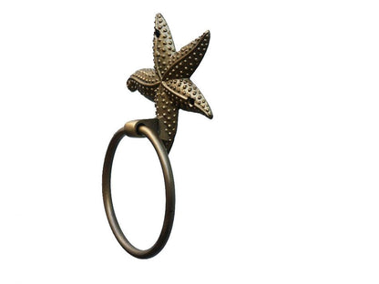 Antique Brass Starfish Towel Holder 9""    Home Decor Supply | Online Retail | ShoreShopper.com