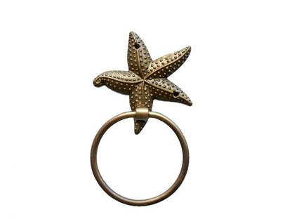 Antique Brass Starfish Towel Holder 9""    Home Decor Supply | Online Retail | ShoreShopper.com